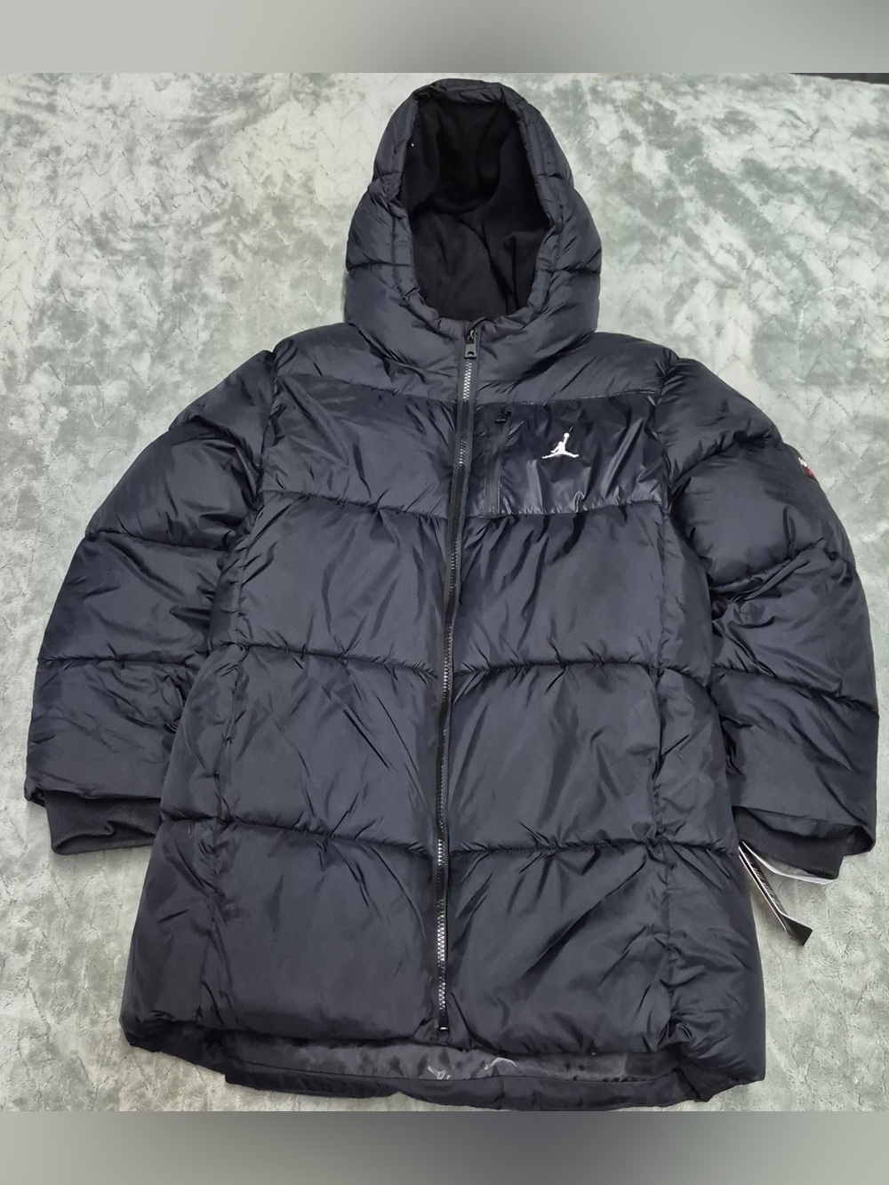 Jordan Black Hooded Puffer Coat